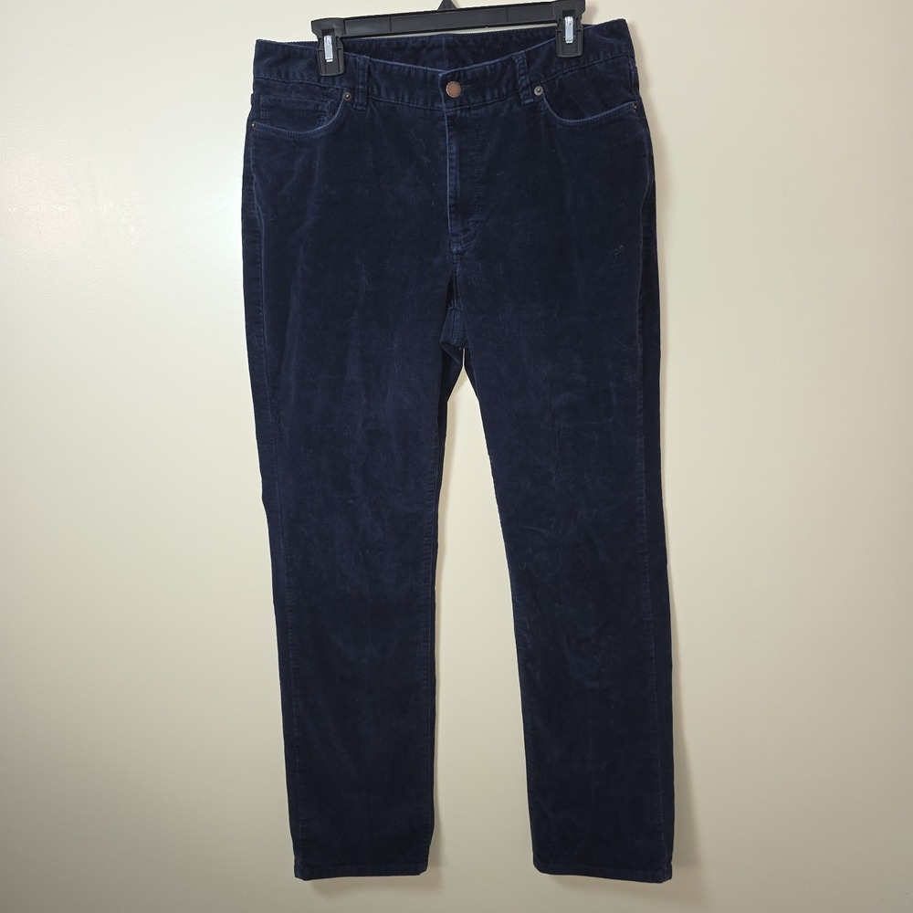 LL Bean Womens Corduroy Pants 12 Navy Blue  Favorite Fit Straight‎ Leg